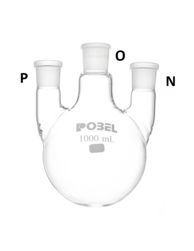 ROUND BOTTOM FLASKS, THREE PARALLEL...